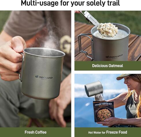 Odoland Titanium Camping Cookware 420ML Titanium Pot with Lid and Spork Lightweight Camping Pot for Backpacking Hiking Traveling and Picnic in Saudi Arabia