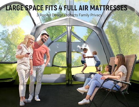 8/10 Person Camping Tent, Pop-Up Family Tent for Instant Easy Setup, Spacious Interior, Includes Rainfly, Room Divider, Carry Bag, Backpacking Tents for Camping, Hiking, Sleepovers in Saudi Arabia