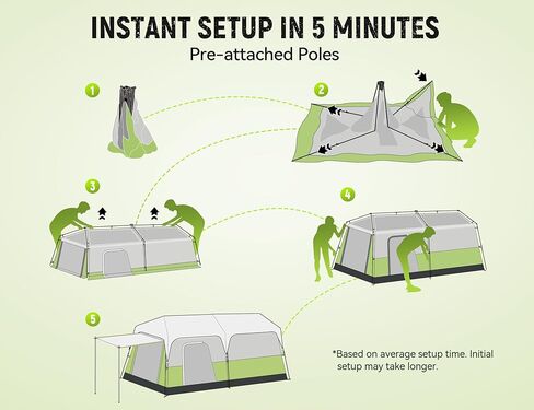 8/10 Person Camping Tent, Pop-Up Family Tent for Instant Easy Setup, Spacious Interior, Includes Rainfly, Room Divider, Carry Bag, Backpacking Tents for Camping, Hiking, Sleepovers in Saudi Arabia