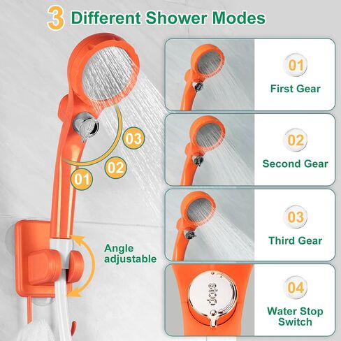 WADEO Portable Shower for Camping, Outdoor Electric Shower Rechargeable Pump with Intelligent Digital Display, Camping Shower Head Nozzle for Camping, Hiking, Traveling, Washing in Saudi Arabia