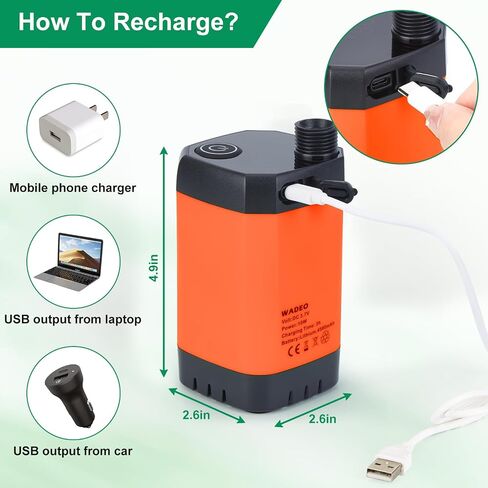 WADEO Portable Shower for Camping, Outdoor Electric Shower Rechargeable Pump with Intelligent Digital Display, Camping Shower Head Nozzle for Camping, Hiking, Traveling, Washing in Saudi Arabia