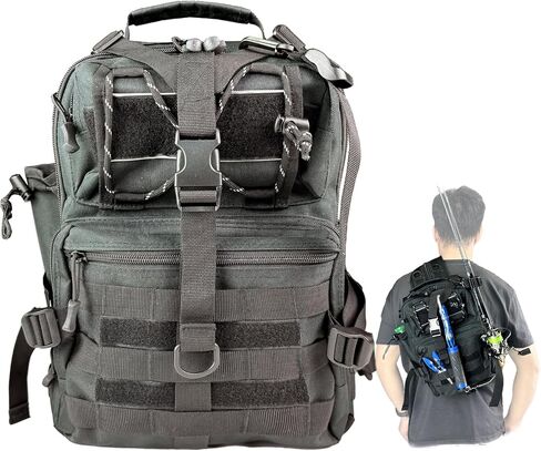 Fishing Backpack - Fishing Gifts For Men - Fishing Backpack With Rod Holder - Fishing Tackle Backpack Bag (Black) in Saudi Arabia