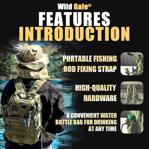 Fishing Backpack - Fishing Gifts For Men - Fishing Backpack With Rod Holder - Fishing Tackle Backpack Bag (Black) in Saudi Arabia