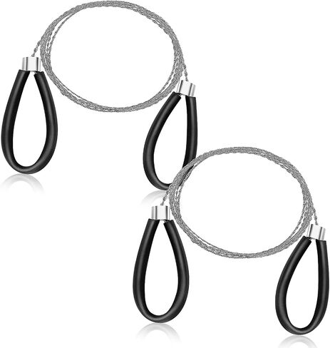 Wire Saw 2Pcs Stainless Steel Cable Saw Survival Hand Pocket String Rope Saw Emergency Survival Saw Pvc Pipe Cutting Tool For Cutting Wood Camping Saw Camping Hiking Hunting（Black 27.56 Inch） in Saudi Arabia
