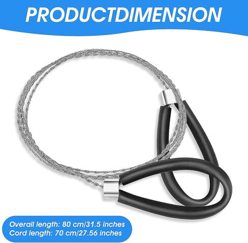 Wire Saw 2Pcs Stainless Steel Cable Saw Survival Hand Pocket String Rope Saw Emergency Survival Saw Pvc Pipe Cutting Tool For Cutting Wood Camping Saw Camping Hiking Hunting（Black 27.56 Inch） in Saudi Arabia