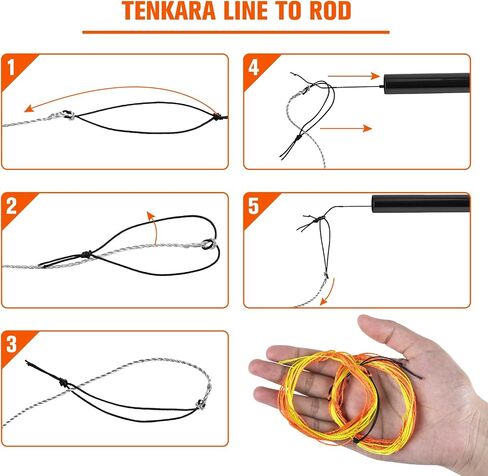 Goture Tenkara Line 2 قطعة خط صيد مدبب من البوليستر، خط طائر مضفر ملفوف، خط طيران بطول 12 قدم/3.6 متر، لون برتقالي مختلط in Saudi Arabia
