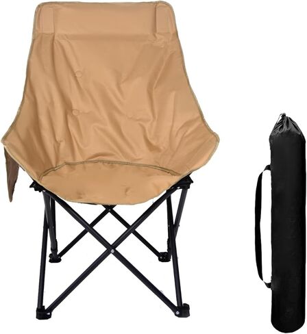 OverSize Foldable Outdoor Chair, Lawn Chair, Highback Camping Chairs for Adults, Folding chairs for Outside, Thickened Steel Pipe, Padded with Cotton, Side Pocket & Carry Bag in Kuwait