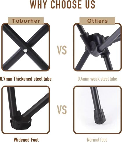 OverSize Foldable Outdoor Chair, Lawn Chair, Highback Camping Chairs for Adults, Folding chairs for Outside, Thickened Steel Pipe, Padded with Cotton, Side Pocket & Carry Bag in Kuwait