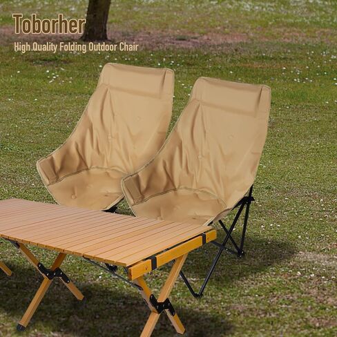 OverSize Foldable Outdoor Chair, Lawn Chair, Highback Camping Chairs for Adults, Folding chairs for Outside, Thickened Steel Pipe, Padded with Cotton, Side Pocket & Carry Bag in Kuwait