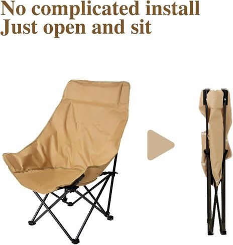 OverSize Foldable Outdoor Chair, Lawn Chair, Highback Camping Chairs for Adults, Folding chairs for Outside, Thickened Steel Pipe, Padded with Cotton, Side Pocket & Carry Bag in Kuwait