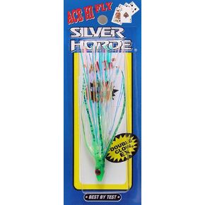 Silver Horde 1670030142 Ace Hi Needlefish Fly Glow Green Spatter Back, Multi, One Size