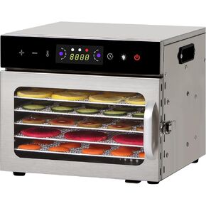 Panana Food Dehydrator for Jerky, Fruit, Meat, Beef, Herbs, 6/8/12/18-Tray Full Stainless Steel Dehydrator Machine, LED Display, Adjustable Timer, Temperature Control, Overheat Protection (8-Trays)