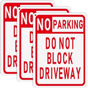 Tandefio 3 Pcs No Parking Sign Do Not Block Driveway Sign 10 x 14 Inches Aluminum Metal Sign Private Parking Sign, UV Protected Weather Resistant Durable Waterproof Easy to Mount