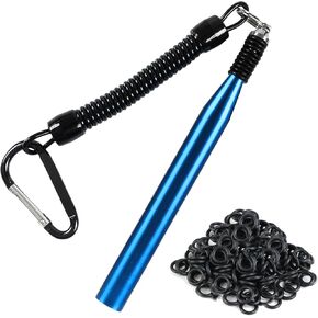 Fishing Worm Rig Tool with 300 O-Rings Kit, Effortless Bait Installation Rigging Tools for Finesse Worms, Portable Fishing Gear Equipment with Keychain Lanyard for Bass Fishing Bait Casting