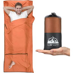 Sleeping Bag Liners, Upgraded Two Way Zippers (Let Your Feet Out Alone), Travel Sheets for Hotel Adult Sleep Sack Lightweight Camping Sheets