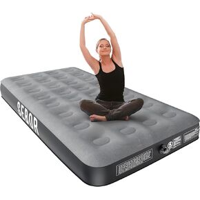 Adventurer Series 9" Twin Air Mattress, Black and Gray Durable Air Mattress, Comfortable Blow Up Mattress, Twin Inflatable Bed for Guests, Camping, Travel (Pump not Included)