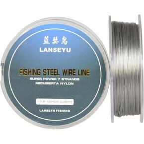 100 Metres Fishing Stee Wire Nylon Coated 17 Pound 0.38mm 1x7 Stainless Steel Leader Wire Super Soft Fishing Wire Lines