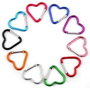 12 Pcs Heart Keychain Clip - Heart Carabiner Keychain, Aluminum Alloy Cute Carabiner for Keys, Heart Shaped Carabiner Hammock Carabiner for Dog Leash Water Bottle Holder Traveling Walking for Outdoor