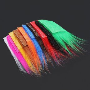 10 pcs 8X8cm 10 Colors Furabou Long Hair Craft Fur Synthetic Fiber Streamer Tail Wing Fly Fishing Tying Materials
