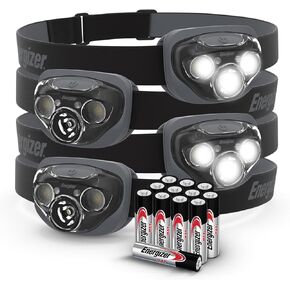 Energizer LED Headlamps PRO260 (4-Pack), IPX4 Water Resistant Headlamps, High-Performance Head Light for Outdoors, Camping, Running, Storm, Survival LED Light for Emergencies (Batteries Included)