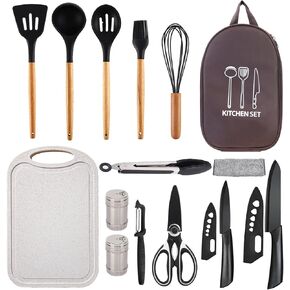Camping Cooking Utensils Set Silicone Camp Kitchen Set, RV Camping Must Haves Camping Utensils Cooking Essentials, Travel Organizer Portable Camp Kitchen Kit with Storage Bag in Saudi Arabia