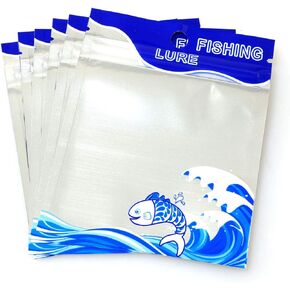 20pcs Plastic Soft Bait Bags Portable Self Seal Fishing Hook Package Storage Bags, Blue