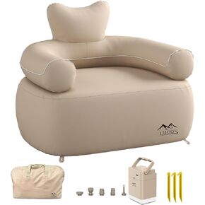 LUOOV Air Sofa Couch with Portable Air Pump Rechargeable,Folding Inflatable Sofa Camping Chair Couch Lounger Waterproof & Durable Blow up Outdoor Air Sofa Support 660 lbs for Camping Travel
