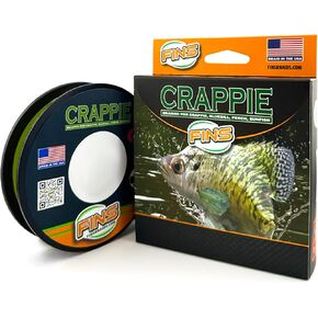 FINS Crappie Braid - بكرات خط صيد مضفرة قوية للغاية وقطر رفيع للكرابي والجثم وأسماك الشمس
