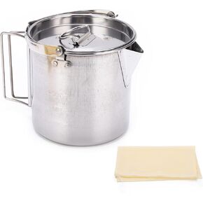 plplaaoo Camping Kettle,Stainless Steel Hiking Pot, Heat Resistant Anticorrosion Teapot, Durable Sturdy Portable Coffee Teapot with Lid and Folding Handle for Camping Hiking Picnic, Camping Kettl