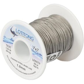 50Meters 1.0mm 130lb Fishing Steel Wire line 7x7 49 Strands Trace Coating Wire Leader Coating Jigging Wire Lead Fish Jigging Line Fishing Wire Stainless Steel Leader Wire
