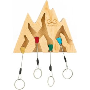 Mountain Decor Keyholder in Wood, Climb Every Mountain Wall Decor - Ideal Gifts for Mountain Climbers, 4 Key Rings Included - Perfect for Mountain Lovers