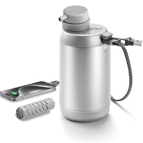 Upgraded Electric Portable Water Purifier - Advanced 6-Stage Filtration, Phone Charger, 4-in-1 Charging Cable, Lightweight Water filter for Hiking, Camping, Survival, Emergency Preparedness. Silver
