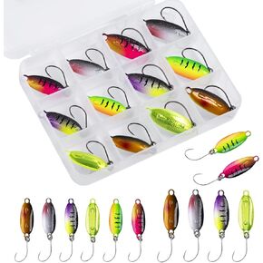 Goture Fishing Spoons Lures,Metal Spoon Trout Lures,Mini Fishing Jigs, Long Distance Casting Fishing Lures for Trout Bass Crappie Pike Saltwater Freshwater, Jigging Spoons with Fishing Tackle Box in Saudi Arabia