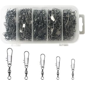 Fishing Swivels Snaps, Barrel Swivels Snaps Fishing Gear for Saltwater Freshwater – 200 Pack