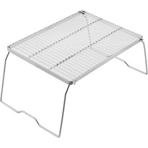 YETO Folding Campfire Grill 304 Stainless Steel Grate Heavy Duty Bushcraft Portable Camping Grill with Legs Carrying Bag for Outdoor Camping Cooking 16.2"x 15" x 15"