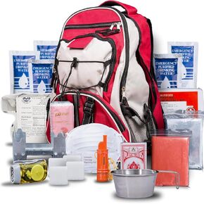 Blue Seventy-Two - Pro Series - Red Deluxe 72 Hour Emergency Backpack Survival Kit for 1 Person | Survival Kit for Emergencies (Includes Water Tablets)