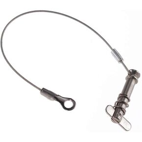 Attwood 66202-3 Heavy-Duty Tethered Spring-Loaded 1/4-Inch Clevis Pin with Cable Lanyard Silver