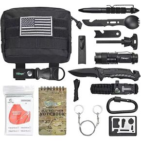 Emergency Survival Kit 16pcs, Compact Survival Tactical Gear, Cool EDC Survival Tool for Cars, Camping, Hiking, Hunting, Fishing, Adventure Accessorie, Best Gift for Men Husband Dad Friend