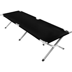 YSSOA Folding Camping Cot with Storage Bag for Adults, Portable and Lightweight Sleeping Bed for Outdoor Traveling, Hiking, Easy to Set up (Color: Black)