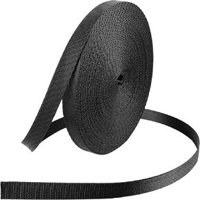 12 Yards Nylon Webbing Strap Heavy Duty Nylon Webbing Black Flat Straps 3/8 Inch Webbing Strapping for Seat Belt Backpack Outdoor DIY Gear Repair