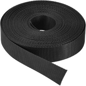 MECCANIXITY Flat Nylon Webbing Strap 1 Inch 15 Yards Black for Backpack, Cargo Strap, Luggage-Rack