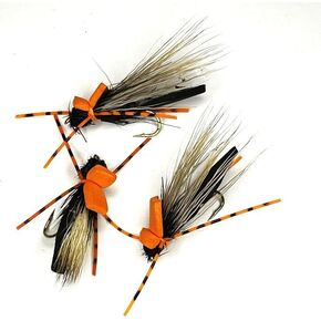 Criss Cross Cicada - Size #12 - Pack of 3 - Premium Hand Tied Foam Fly - Terrestrial Dry Fly Attractor - Unsinkable Foam - Dropper Rig - Flyfish for Trout Bass Bluegill and Crappie