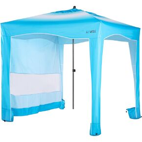 UPWELL Beach Tent Easy Set Up Canopy Sun Shelter Cool Cabana Shade with UPF 50+UV Protection Portable Beach Umbrella Outdoor Sunwall with Sand Pockets for Fishing Backyard Camping (Blue)