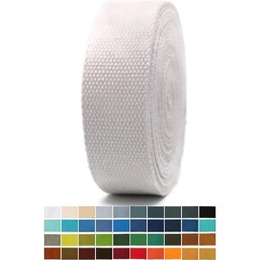 1" & 1.5'' & 2" Cotton Webbing - 5 Yards - 50+ Colors -%100 Natural Cotton - Turkish Woven - Heavy Duty 1 Inch 1.5 Inch 2 Inch Canvas Webbing for Sewing Straps Bag Climbing Indoors Craft DIY 11602