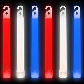 6 أعواد متوهجة فائقة السطوع مقاس 15.24 سم كبيرة باللونين الأحمر والأبيض والأزرق للحفلات والتخييم وأضواء الطوارئ ومجموعة النجاة لمدة 12 ساعة in Kuwait