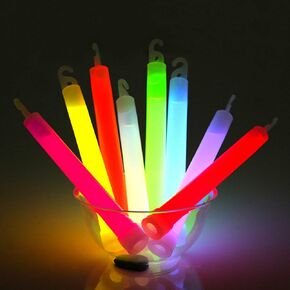 Pack of 6 Neon Colors Glow in The Dark Glow Stick Tubes Fluorescent Light Sticks Bright Glowing Rods for Graduation Party, Camping, New Year’s Eve, 6 inches, 6pcs