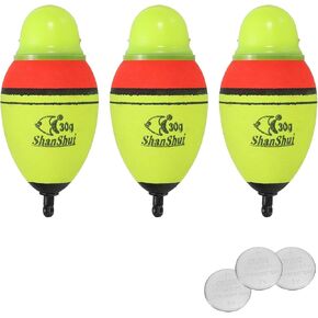 PATIKIL Lighted Fishing Slip Bobbers EVA Green Red LED Light Up Fishing Float with Battery for Night Fishing
