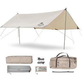 Naturehike Camping Tent Tarp,Camping Awning with Poles,Tent Canopy Rain Fly, Camping Sun Shelter for 8-10 Person Camping, Party, Picnic, Family Camping