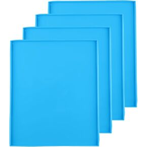 4PCS Silicone Dehydrator Trays with Edge (12" x 10"),Silicone Sheets Compatible with Cosori CP267-FD, Nonstick Silicone Dehydrator Mats Reusable for Fruits Meat Vegetables Herbs (Blue)