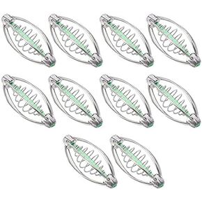 Vbest life 10PCS Fishing Bait Cage Stainless Steel Spring Fishing Feeder Bait Thrower with Pendant Bead, Size S/M/L/XL Available(M 18g)